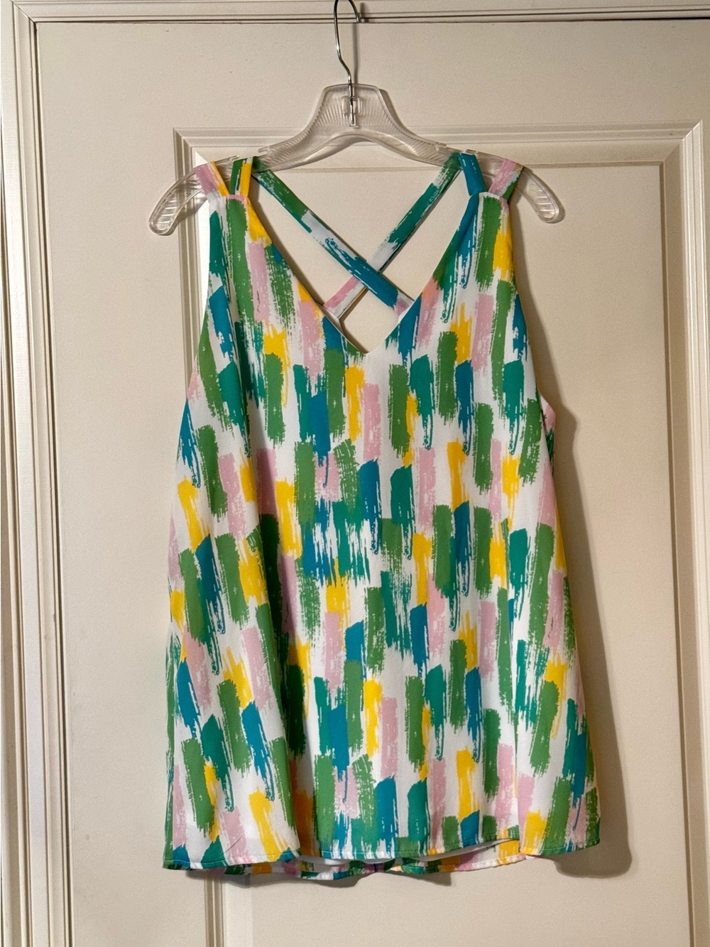 NWT Adrienne Abstract Brushstroke Tank Top Size L